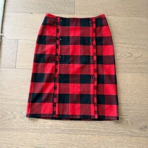 Scotch & Soda Red and Black Plaid Pencil Skirt